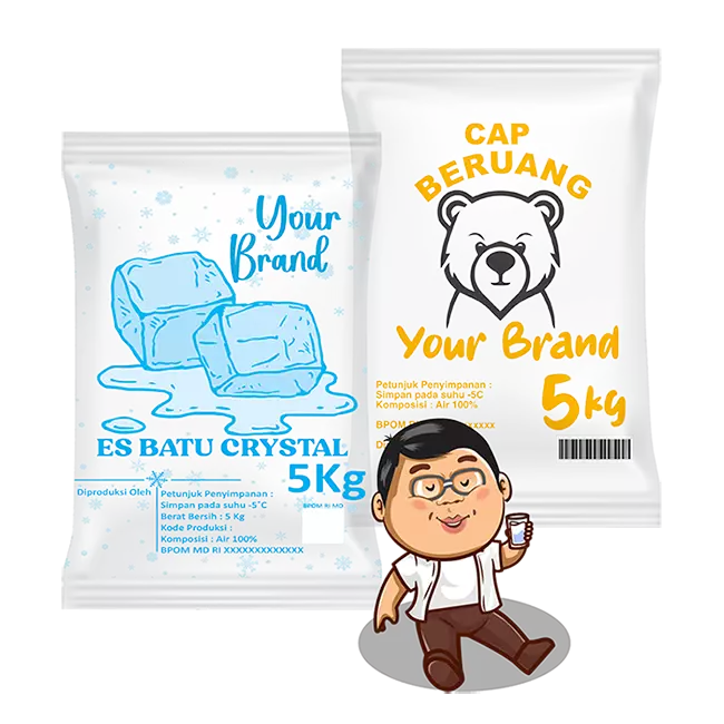 Kemasan plastik ice tube ukuran 5kg untuk distribusi es batu industri