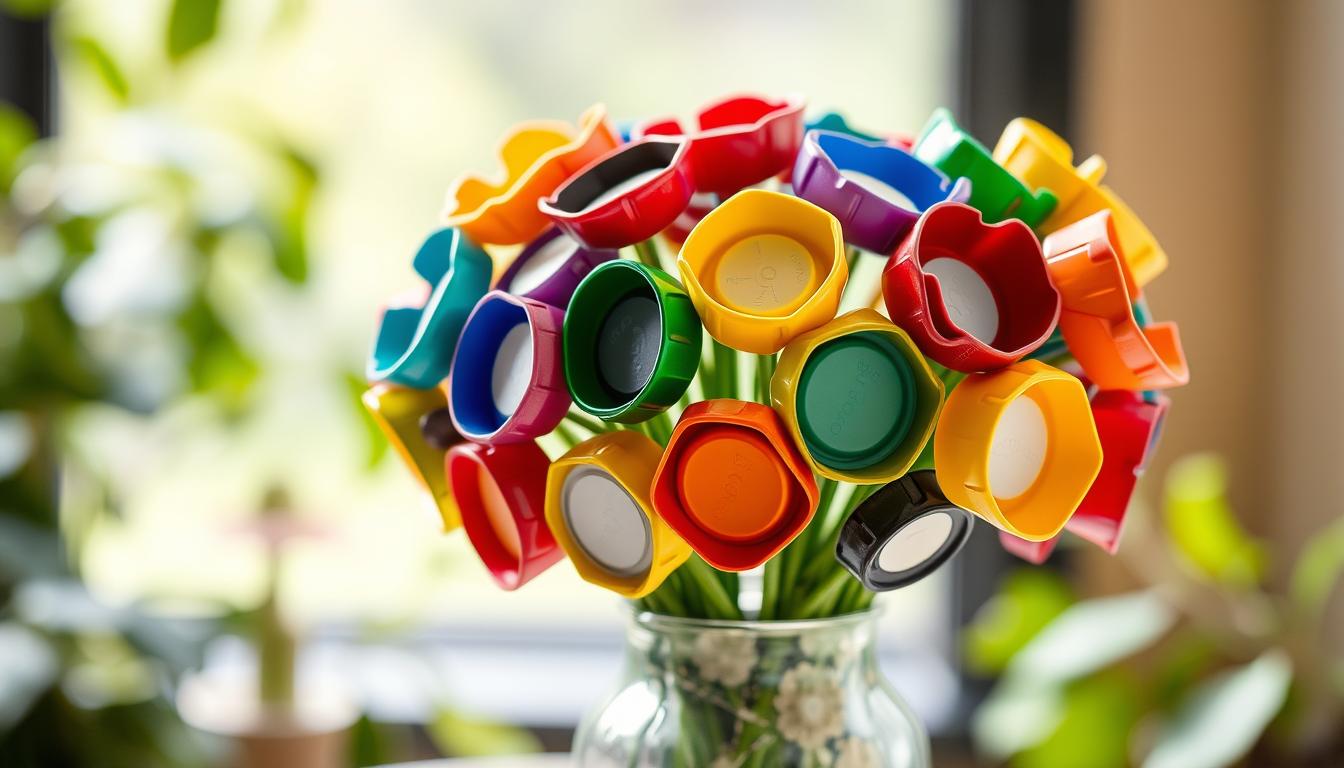 cara membuat kerajinan bunga dari tutup botol