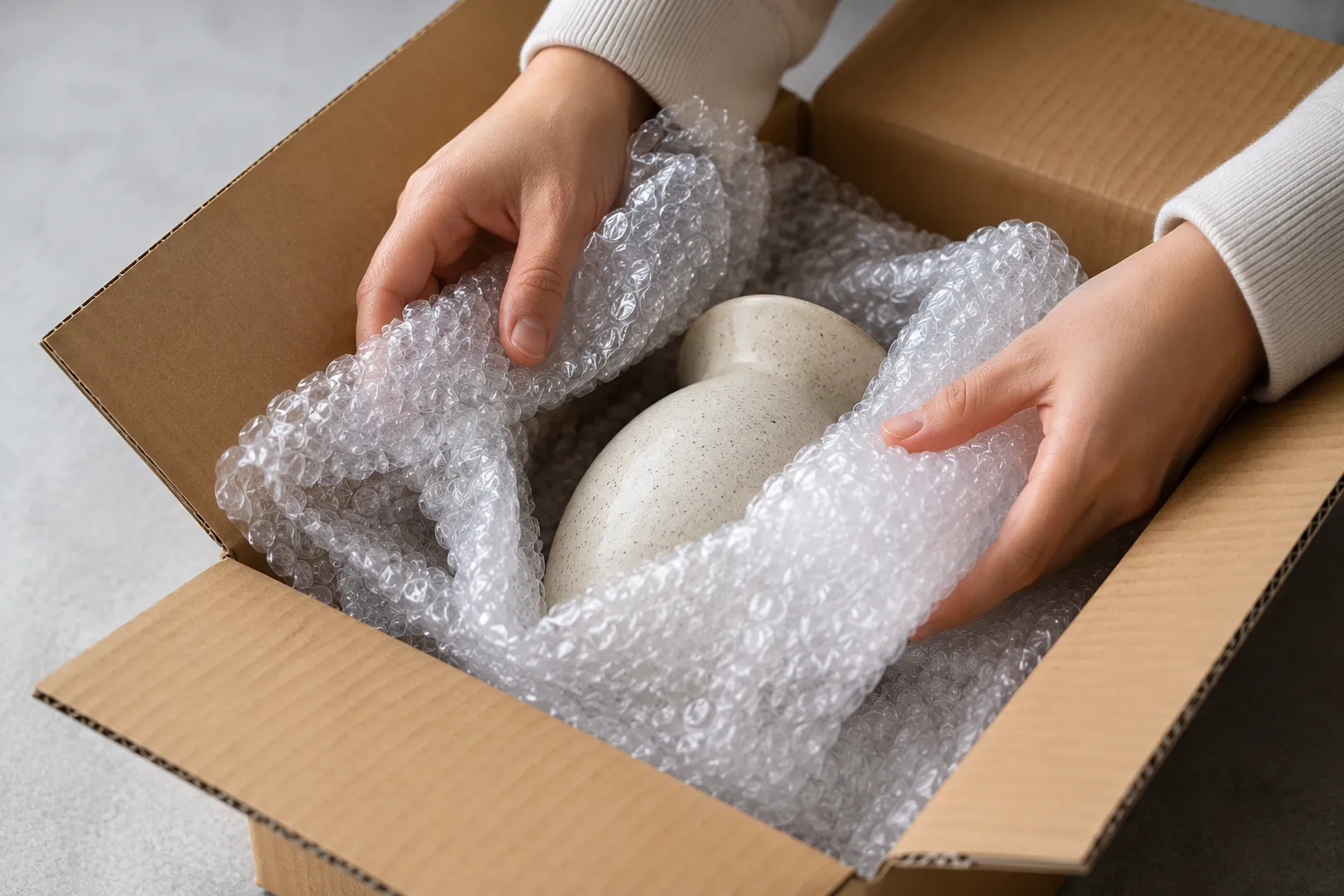 Panduan teknis mengenai cara pakai bubble wrap yang benar dengan posisi gelembung menghadap ke dalam untuk standarisasi packing bubble wrap
